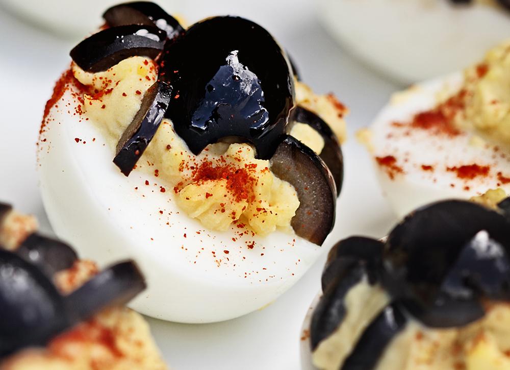 Spooky Spider deviled eggs